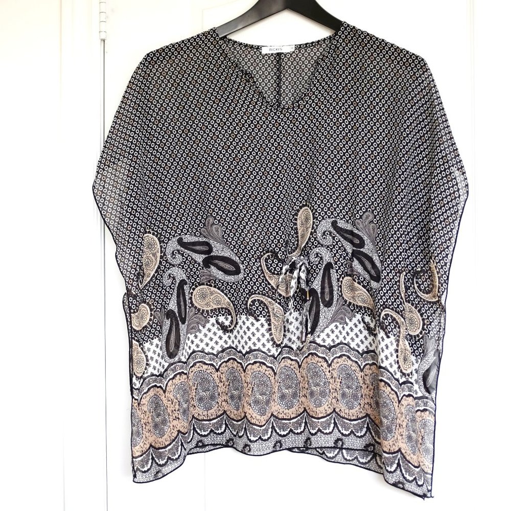 COPY - Ricki's Paisley print poncho style sheer blouse